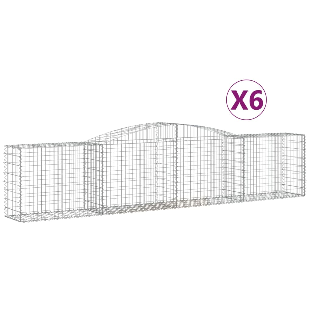 Arched Gabion Baskets 6 pcs 400x50x80/100 cm Galvanised Iron