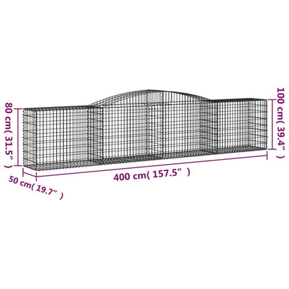 Arched Gabion Baskets 6 pcs 400x50x80/100 cm Galvanised Iron