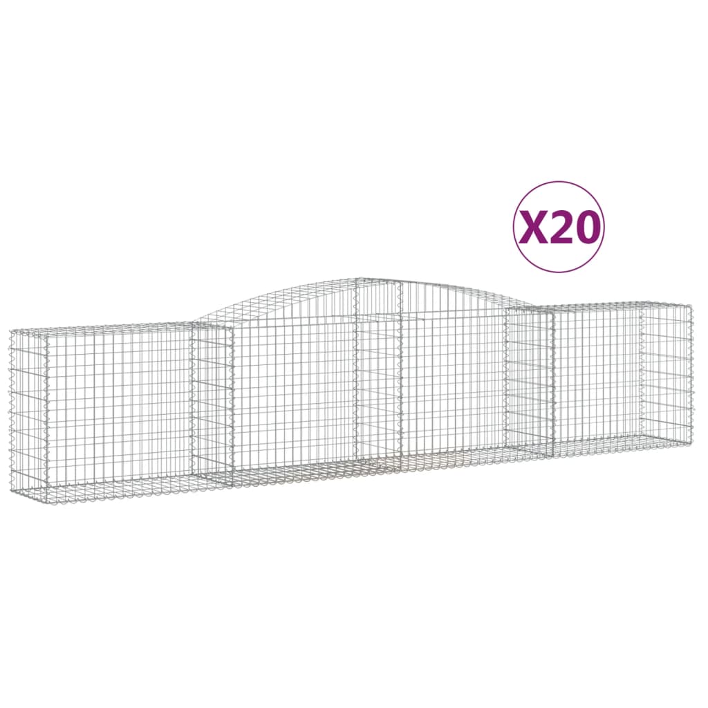 Arched Gabion Baskets 20 pcs 400x50x80/100 cm Galvanised Iron