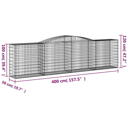 Arched Gabion Baskets 25 pcs 400x50x100/120 cm Galvanised Iron