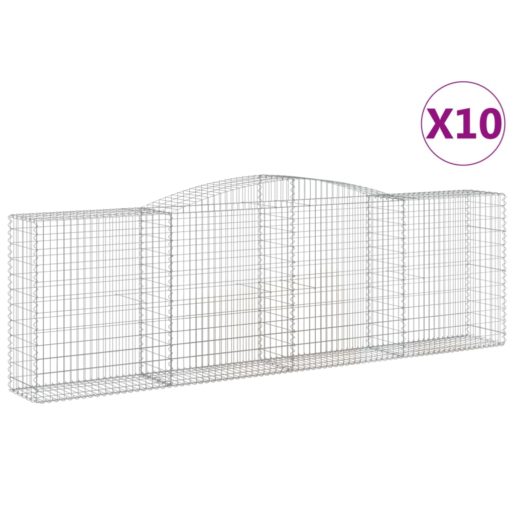 Arched Gabion Baskets 10 pcs 400x50x120/140 cm Galvanised Iron