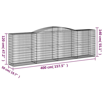 Arched Gabion Baskets 10 pcs 400x50x120/140 cm Galvanised Iron