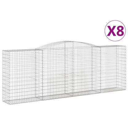 Arched Gabion Baskets 8 pcs 400x50x140/160 cm Galvanised Iron