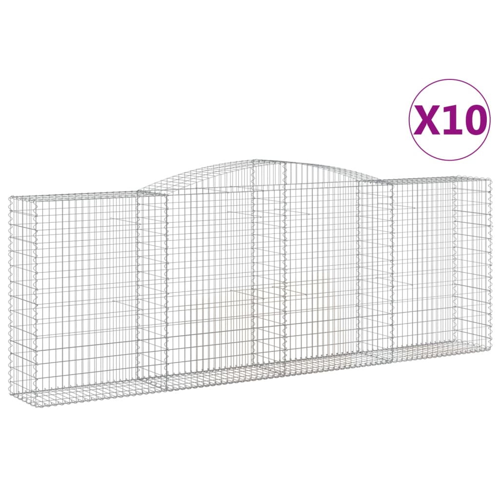 Arched Gabion Baskets 10 pcs 400x50x140/160 cm Galvanised Iron