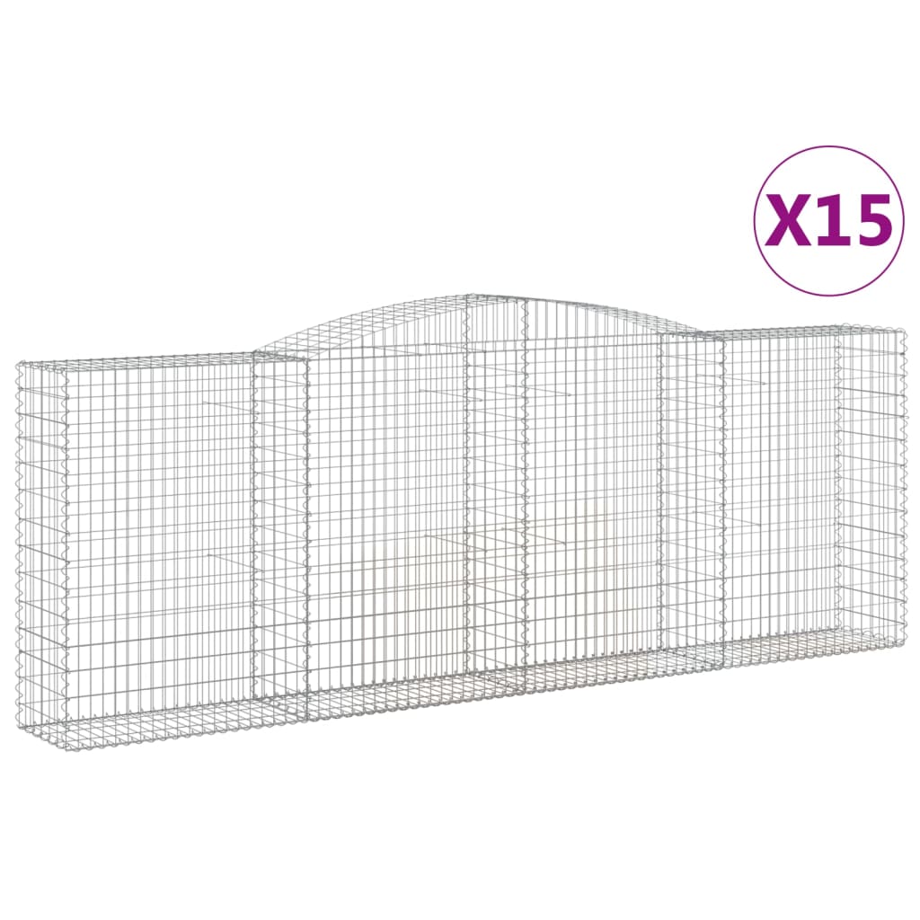 Arched Gabion Baskets 15 pcs 400x50x140/160 cm Galvanised Iron