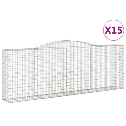 Arched Gabion Baskets 15 pcs 400x50x140/160 cm Galvanised Iron