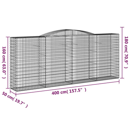 Arched Gabion Baskets 6 pcs 400x50x160/180 cm Galvanised Iron