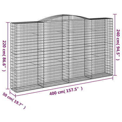 Arched Gabion Baskets 3 pcs 400x50x220/240 cm Galvanised Iron