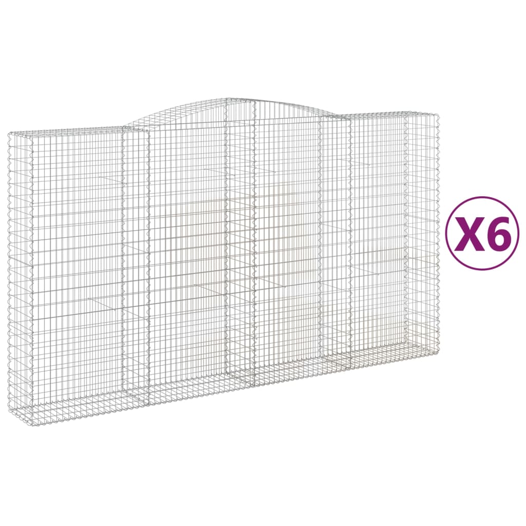 Arched Gabion Baskets 6 pcs 400x50x220/240 cm Galvanised Iron