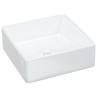 Wash Basin White 37x37x13 cm Ceramic Square