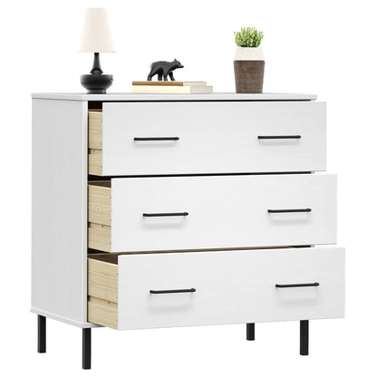 Sideboard with 3 Drawers White 77x40x79.5 cm Solid Wood OSLO