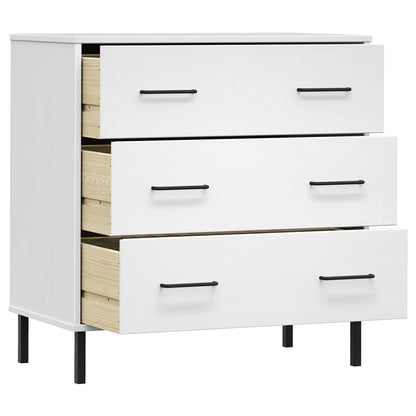 Sideboard with 3 Drawers White 77x40x79.5 cm Solid Wood OSLO