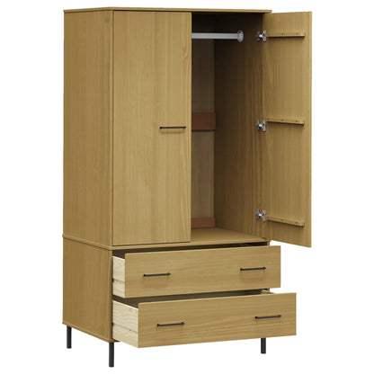 Wardrobe with Metal Legs Brown 90x55x172.5 cm Solid Wood OSLO