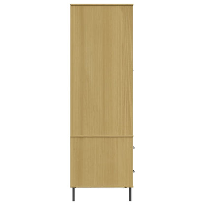 Wardrobe with Metal Legs Brown 90x55x172.5 cm Solid Wood OSLO