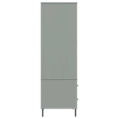 Wardrobe with Metal Legs Grey 90x55x172.5 cm Solid Wood OSLO