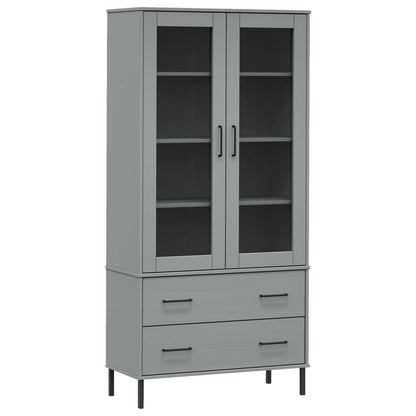 Bookcase with Metal Legs Grey 85x35x172.5 cm Solid Wood OSLO