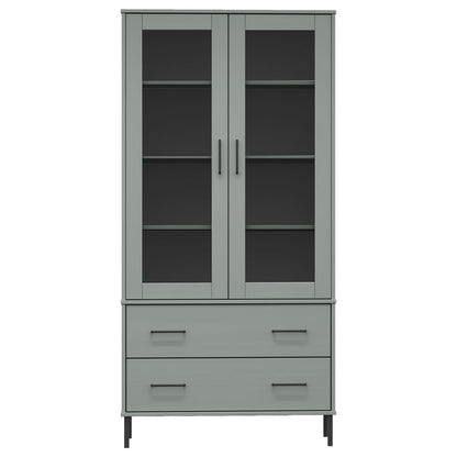 Bookcase with Metal Legs Grey 85x35x172.5 cm Solid Wood OSLO