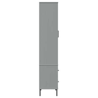 Bookcase with Metal Legs Grey 85x35x172.5 cm Solid Wood OSLO