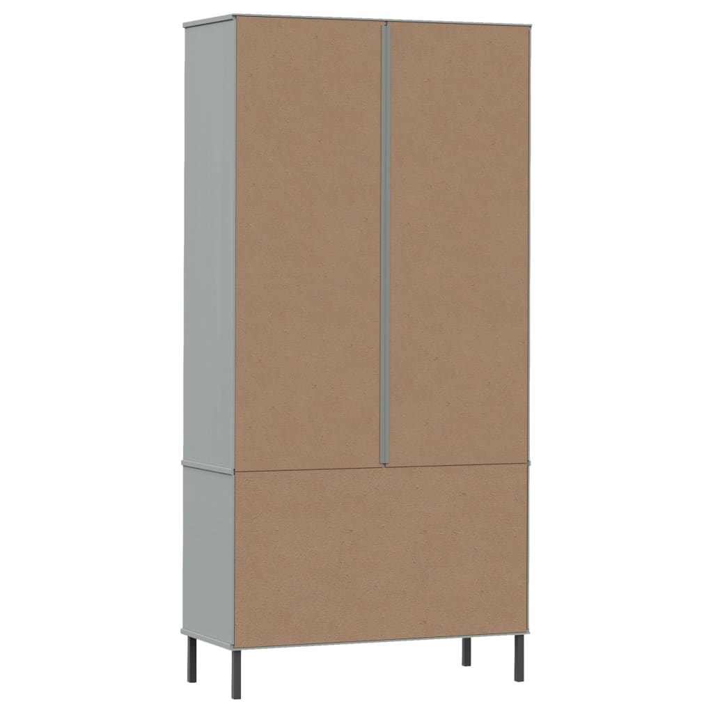 Bookcase with Metal Legs Grey 85x35x172.5 cm Solid Wood OSLO