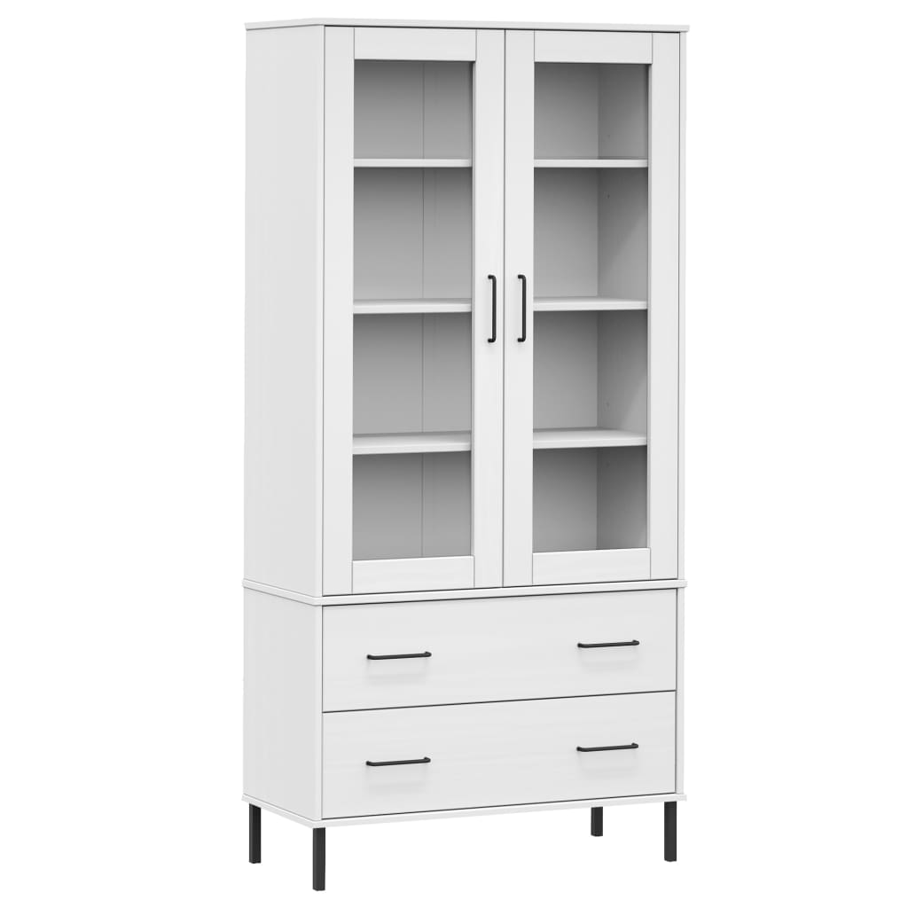 Bookcase with Metal Legs White 85x35x172.5 cm Solid Wood OSLO