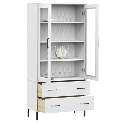 Bookcase with Metal Legs White 85x35x172.5 cm Solid Wood OSLO