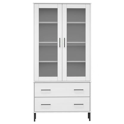 Bookcase with Metal Legs White 85x35x172.5 cm Solid Wood OSLO