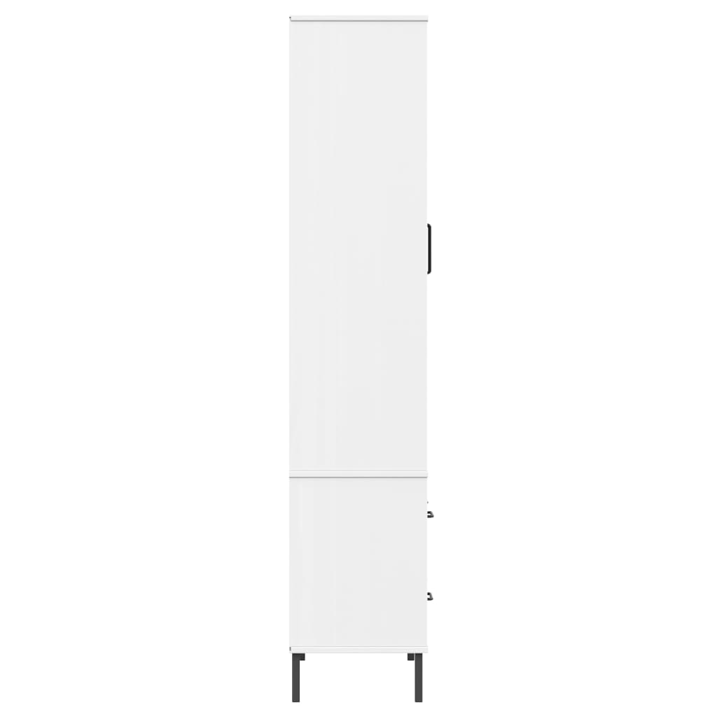 Bookcase with Metal Legs White 85x35x172.5 cm Solid Wood OSLO