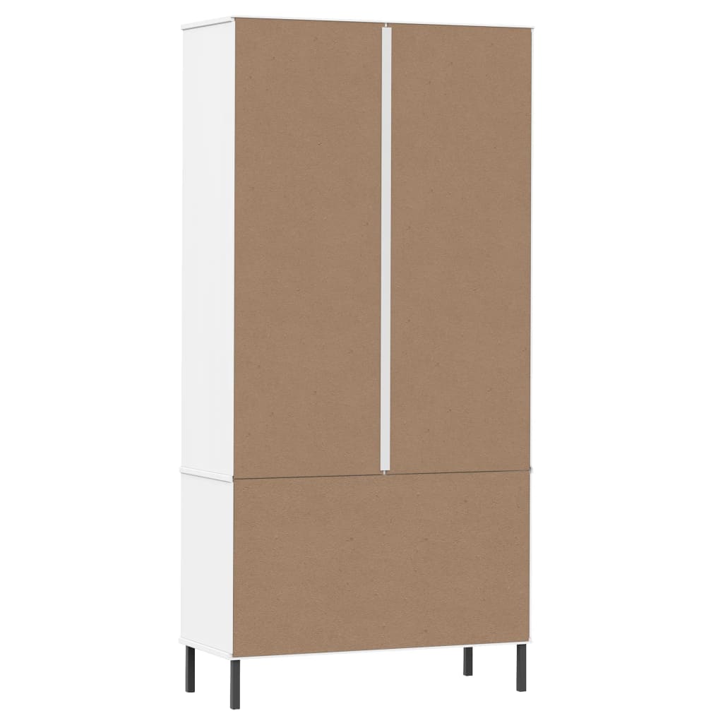 Bookcase with Metal Legs White 85x35x172.5 cm Solid Wood OSLO