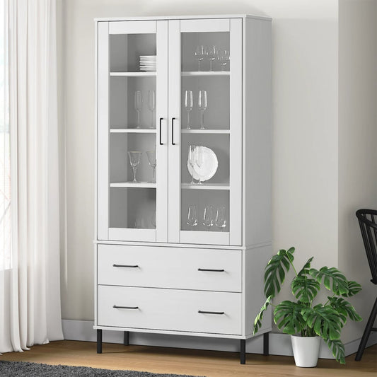 Bookcase with Metal Legs White 85x35x172.5 cm Solid Wood OSLO