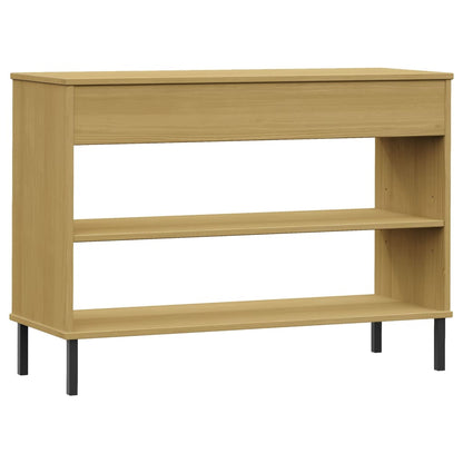 Console Cabinet with Metal Legs Brown Solid Wood Pine OSLO