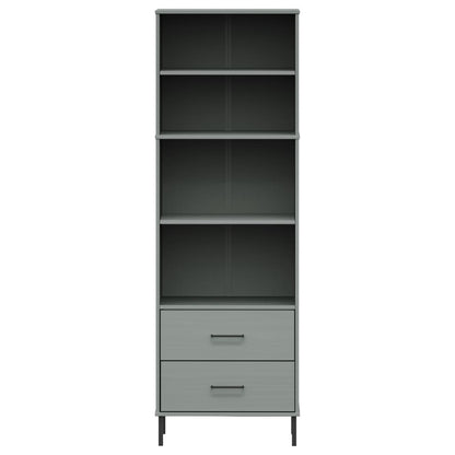 Bookcase with 2 Drawers Grey 60x35x180 cm Solid Wood OSLO