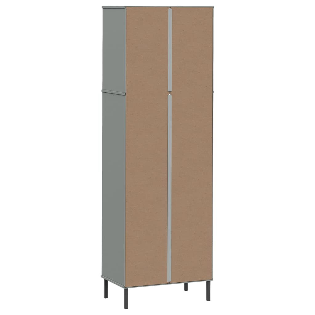 Bookcase with 2 Drawers Grey 60x35x180 cm Solid Wood OSLO