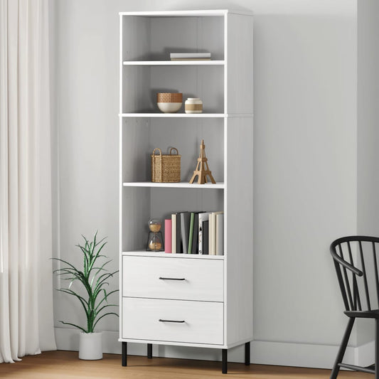 Bookcase with 2 Drawers White 60x35x180 cm Solid Wood OSLO