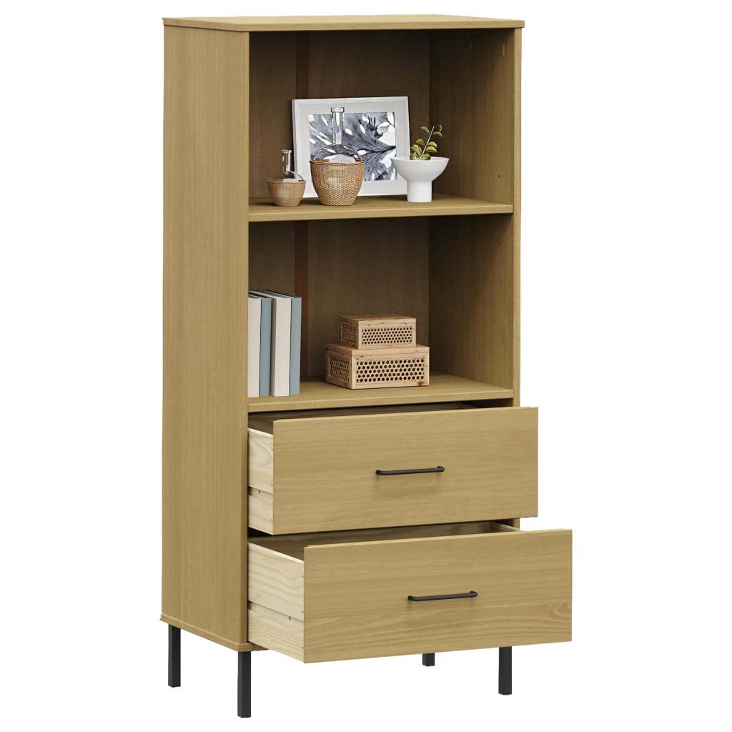 Bookcase with 2 Drawers Brown 60x35x128.5 cm Solid Wood OSLO