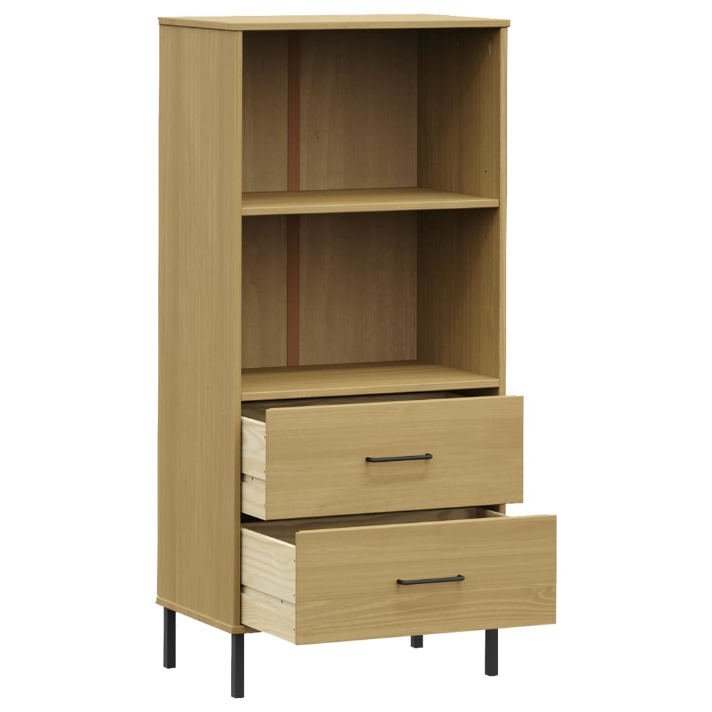 Bookcase with 2 Drawers Brown 60x35x128.5 cm Solid Wood OSLO