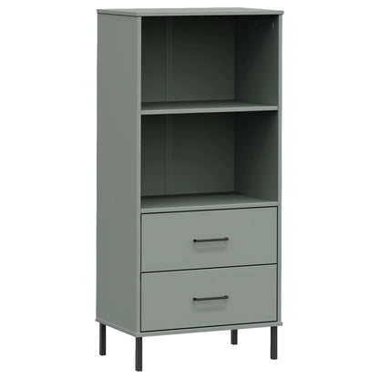 Bookcase with 2 Drawers Grey 60x35x128.5 cm Solid Wood OSLO