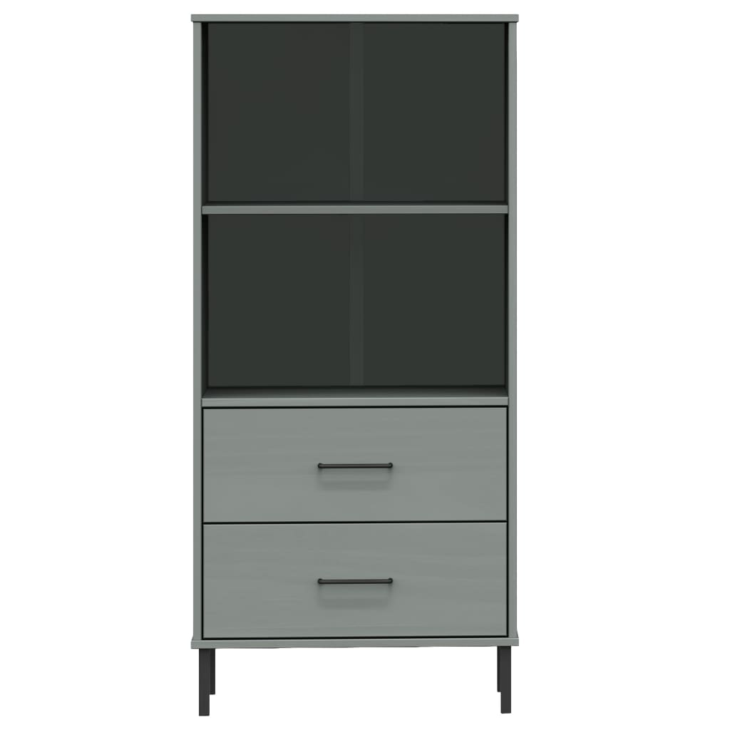 Bookcase with 2 Drawers Grey 60x35x128.5 cm Solid Wood OSLO