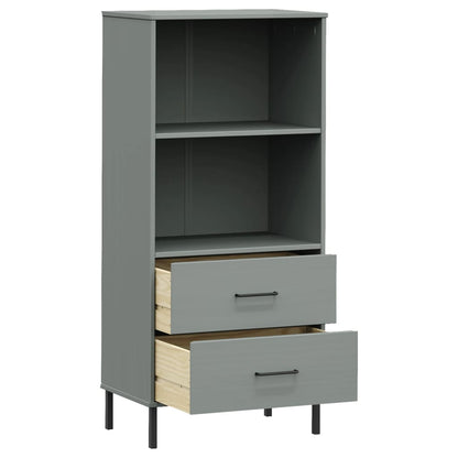 Bookcase with 2 Drawers Grey 60x35x128.5 cm Solid Wood OSLO