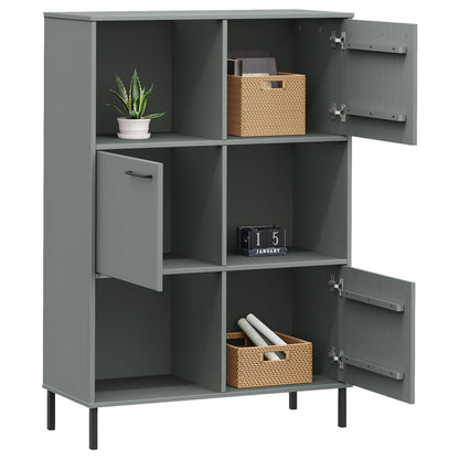 Bookcase with Metal Legs Grey 90x35x128.5 cm Solid Wood OSLO