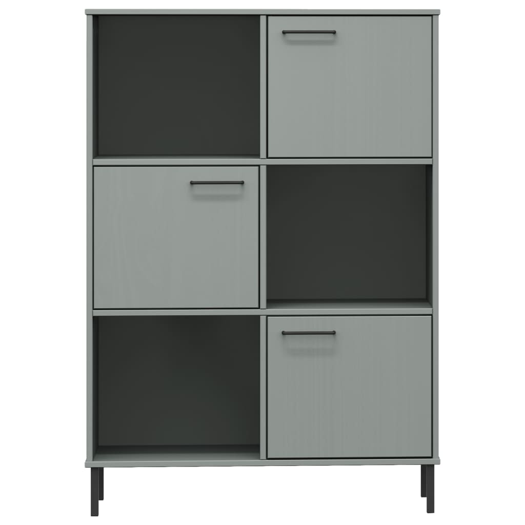 Bookcase with Metal Legs Grey 90x35x128.5 cm Solid Wood OSLO