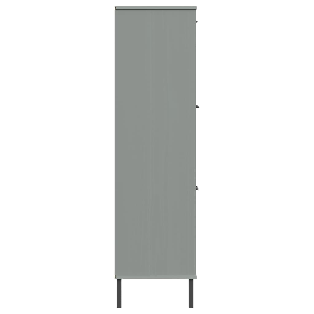 Bookcase with Metal Legs Grey 90x35x128.5 cm Solid Wood OSLO