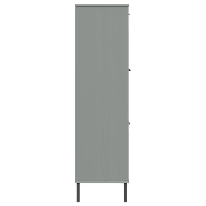 Bookcase with Metal Legs Grey 90x35x128.5 cm Solid Wood OSLO