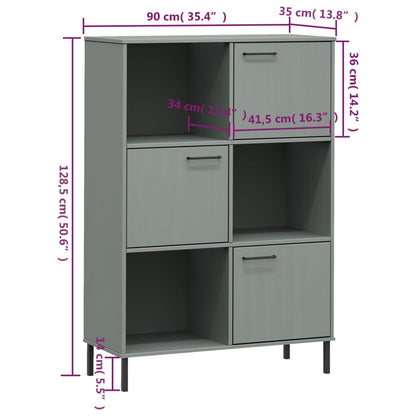 Bookcase with Metal Legs Grey 90x35x128.5 cm Solid Wood OSLO