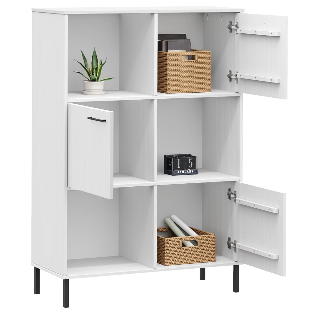 Bookcase with Metal Legs White 90x35x128.5 cm Solid Wood OSLO