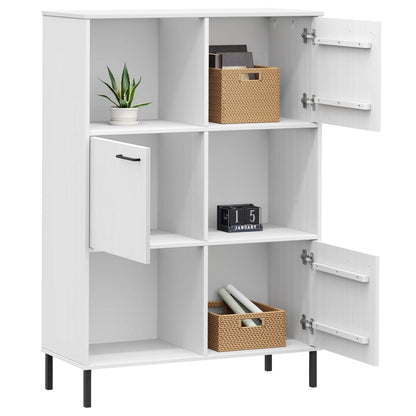 Bookcase with Metal Legs White 90x35x128.5 cm Solid Wood OSLO