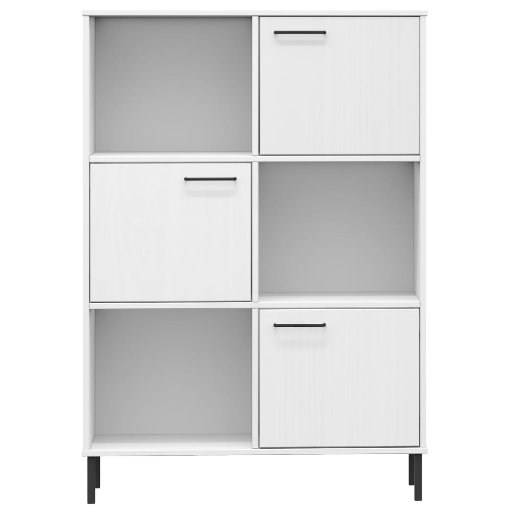 Bookcase with Metal Legs White 90x35x128.5 cm Solid Wood OSLO