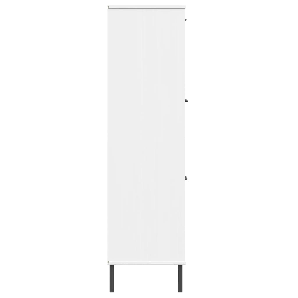 Bookcase with Metal Legs White 90x35x128.5 cm Solid Wood OSLO