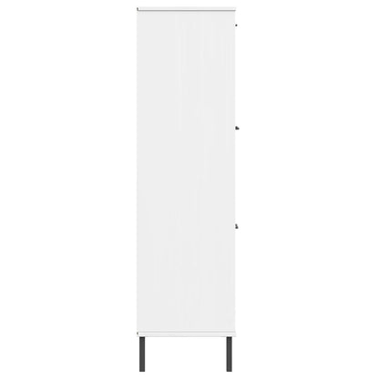 Bookcase with Metal Legs White 90x35x128.5 cm Solid Wood OSLO