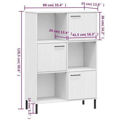 Bookcase with Metal Legs White 90x35x128.5 cm Solid Wood OSLO