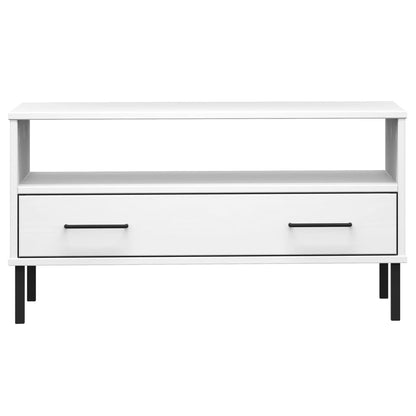 Coffee Table with Metal Legs White 85x50x45cm Solid Wood OSLO